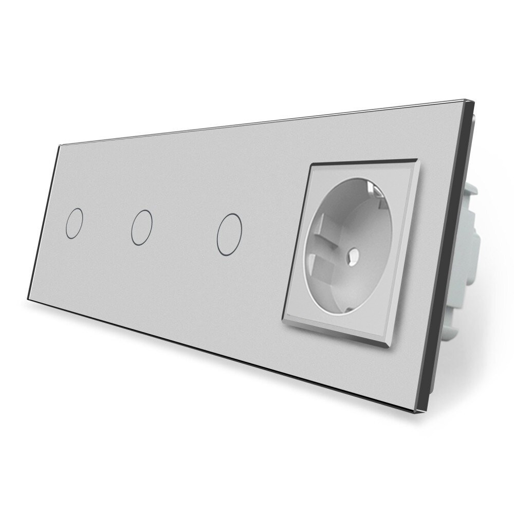 LIVOLO VL C701/C7C1EU 12 A   Interruttore della luce e presa con cornice in vetro, colore: Nero