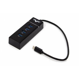 Изображение  USB Hub (хаб) Frime 1х3.0&3x2.0 Type-C Black — FH-20060