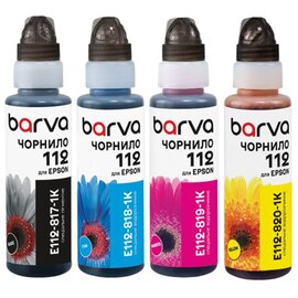 Зображення  Чорнило для принтера Barva Epson 112, флакон OneKey (1K), BK/C/M/Y, 4х100 мл — E112-1K-MP