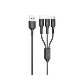 Зображення  Кабель WK WDC-137 Upine Series 3-in-1 Lightning-МicroUSB-Type-C, 1.2м Black - 6941027616284