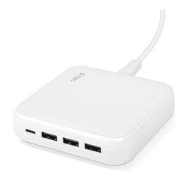 Зображення  Зарядний пристрій Ttec SmartCharger Quattro GaN USB-C/USB-A 65W White &mdash; 2SCG02B