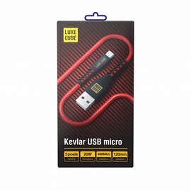 Зображення 2 Кабель Luxe Cube Kevlar USB-microUSB, 1.2м, Red - 8886998686264