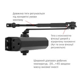 Изображение 2 Доводчик Ryobi DS-2055V BC STD HO Black до 100 кг, Цвет корпуса: черный
