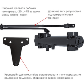 Изображение 2 Доводчик Ryobi D-4550 BC/DA UNIV Grey Anthracite до 200 кг, Цвет корпуса: антрацитовый