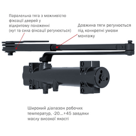 Изображение 2 Доводчик Ryobi DS-4550P BC/DA PRL HO Grey Anthracite параллельная тяга, Цвет корпуса: антрацитовый