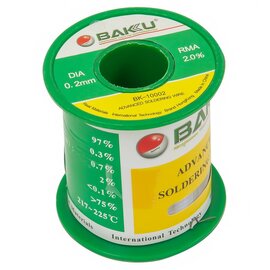 Зображення  Припій Bakku BK10002 DIA 0,2mm. 200g, Вага: 200 г