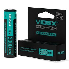 Зображення  Акумулятор Videx 18650-Р Li-lon 3000mAh Box 1шт., Ємність (Аг): 3 А&middot;год