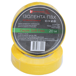 Зображення  Ізолента ElectroHouse EH-PVCT-20Y 0,13мм.х17мм. 20м, yellow, Колір: жовтий