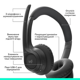Зображення 6 Bluetooth гарнітура Logitech Zone 300 Wireless Black &mdash; 981-001407