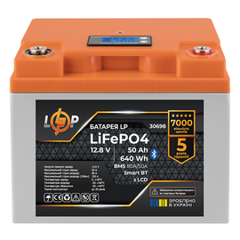 Изображение  Lifepo4 аккумулятор LogicPower LiFePO4 12.8V, 50Ah (BMS 80A/50А) plastic LCD Smart BT - 30698