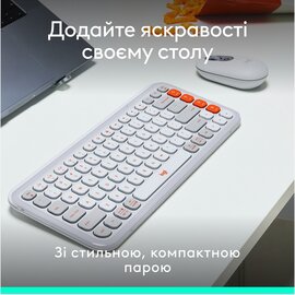 Зображення 3 Комплект мишка + клавіатура Logitech Pop Icon Combo Off White - 920-013141