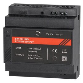 Изображение  Блок питания для камер BestEn PS-24V/2.5A-02-DIN пластмассовый