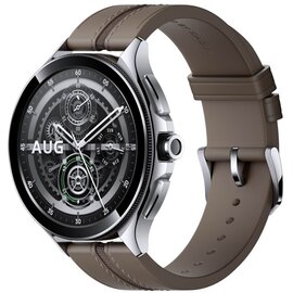 Зображення  Смарт-годинник Xiaomi Watch 2 Pro Silver Case with Brown Leather Strap - BHR7216GL з акселерометром