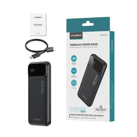 Изображение 3 Батарея мобильная Choetech B728 10000mAh 22.5W QC3.0 PD3.0 Black, Емкость батареи: 10000 мА/ч