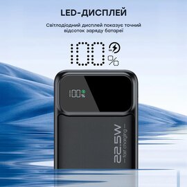 Изображение 5 Батарея мобильная Choetech B729 20000mAh 22.5W QC3.0 PD3.0 Black, Емкость батареи: 20000 мА/ч