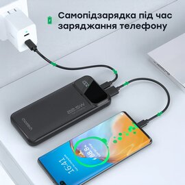Изображение 6 Батарея мобильная Choetech B728 10000mAh 22.5W QC3.0 PD3.0 Black, Емкость батареи: 10000 мА/ч