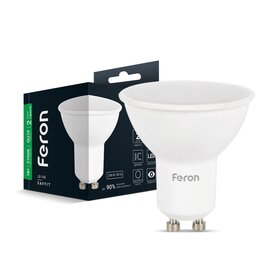 Зображення  Світлодіодна лампочка Feron LB-196 7Вт GU10 2700K з цоколем GU10