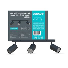 Зображення  LED світильник Ledcoin ML314-3 Black на