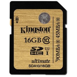 Зображення  Карта пам`яті Kingston Ultimate UHS-I SDHC Class 10 16GB - SDA10/16GB