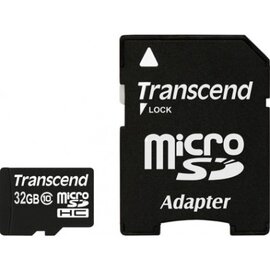 Зображення  Карта пам`яті Transcend microSDHC Class 10 32GB + SD адаптер - TS32GUSDHC10
