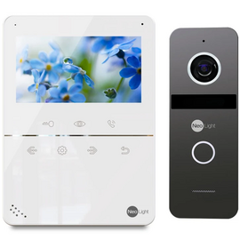 Зображення  Домофонний комплект NeoLight Tetta Kit Graphite сенсорні кнопки, Колір (домофон + панель): білий + графіт