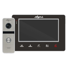 Изображение  Домофонна система Myers M-72SD Black + D-300S HD, Цвет (домофон + панель): черный + серебряный