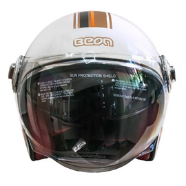 Зображення 3 Мотошолом Beon B-108A ABS 203 XXL Shine Cream/Orange