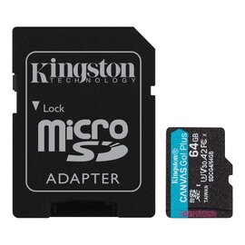 Изображение 3 Карта памяти Kingston Canvas Go! Plus microSDXC 64GB UHS-I/U3 Class 10 + SD-адаптер - SDCG4/64GB