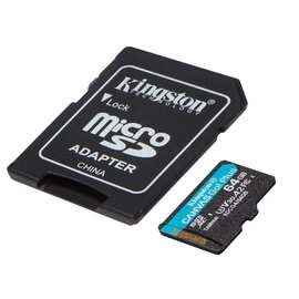 Изображение  Карта памяти Kingston Canvas Go! Plus microSDXC 64GB UHS-I/U3 Class 10 + SD-адаптер - SDCG4/64GB