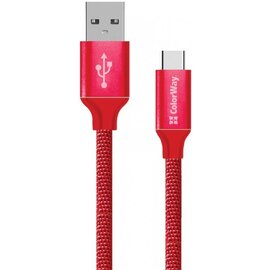 Изображение  Кабель ColorWay USB-MicroUSB (2.4А), 2м Red - CW-CBUM009-RD