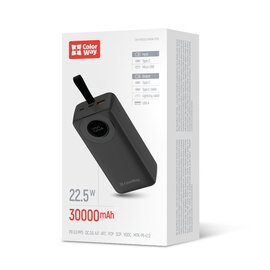 Изображение  Универсальная мобильная батарея ColorWay EnergyPlus 30000mAh Black &mdash; CW-PB300LPB4BK-PDD
