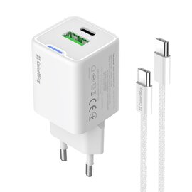 Зображення 3 Зарядний пристрій ColorWay GaN Mini 30W PD Port PPS USB (Type-C PD + USB QC4.0) White + кабель USB Type-C &mdash; CW-CHS053P
