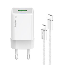 Зображення 4 Зарядний пристрій ColorWay GaN Mini 35W PD Port PPS USB (Type-C PD + USB QC4.0) White + кабель USB Type-C &mdash; CW-CHS055P