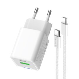 Зображення 5 Зарядний пристрій ColorWay GaN Mini 30W PD Port PPS USB (Type-C PD + USB QC4.0) White + кабель USB Type-C &mdash; CW-CHS053P