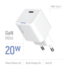 Зображення 6 Зарядний пристрій ColorWay GaN Mini 20W PD Port PPS USB-C White &mdash; CW-CHS059PD-WT