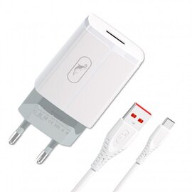 Зображення  Зарядний пристрій SkyDolphin SC06T (1USBx2.4A) White + кабель USB Type-C &mdash; SDMZP-000179
