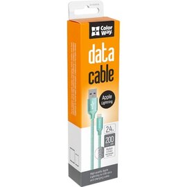 Изображение  Кабель ColorWay USB-Lihgtning (2.4А), 2м Mint - CW-CBUL007-MT