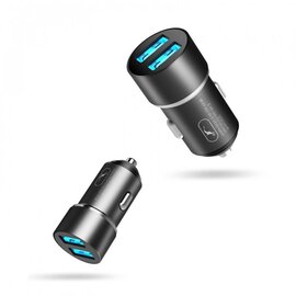 Зображення 2 Зарядний пристрій SkyDolphin SZ02L Aluminium (2USB, 2.4A) Black + кабель Lightning &mdash; AZP-000071