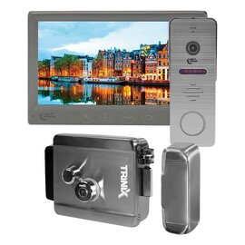 Изображение  Комплект видеодомофона LightVision Amsterdam FHD Grey + RIO FHD Grey + Trinix TRX Fass Steel, Цвет (домофон + панель): серый + серый