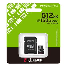 Изображение 3 Карта памяти Kingston Canvas Select Plus microSDXC 512GB UHS-I Class 10 + SD-адаптер - SDCS3/512GB