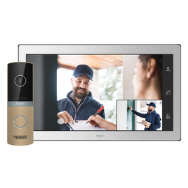 Изображение  Домофонна система Arny AVD-1421 White/Champagne, Цвет (домофон + панель): белый + шампань