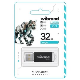 Зображення 2 Накопичувач USB Wibrand Cougar 32GB USB 2.0 Black (WI2.0/CU32P1B)