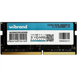 Зображення  Оперативна пам`ять Wibrand SoDIMM DDR4 8192Mb 2666MHz (WI2666DDR4S/8GB)