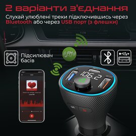 Зображення 2 FM трансміттер для авто Promate PowerTune-38w Black без пульта