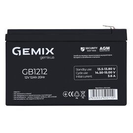 Изображение  Свинцово-кислотный аккумулятор Gemix GB1212 AGM, 12В, 12 Ач