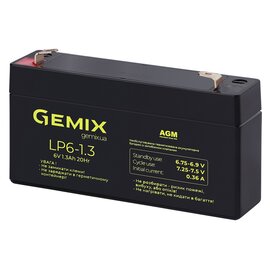Зображення 2 Свинцево-кислотний акумулятор Gemix LP6-1.3 AGM, 6В, 1.3Аг