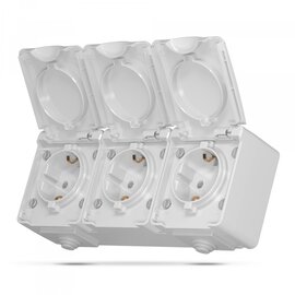 Зображення  Розетка Videx Binera IP65 Grey (VF-BNW23G-G) Потрійна