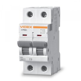 Зображення  Автоматичний вимикач Videx RS6 Resist 2P 6А С 6кА (VF-RS6-AV2C06) 2п-полюсний