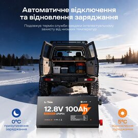 Зображення 5 Lifepo4 акумулятор LiTime 12V100-100-SLIM-LTCP-4-SE100 LiFePO4, 12.8V 100Ah