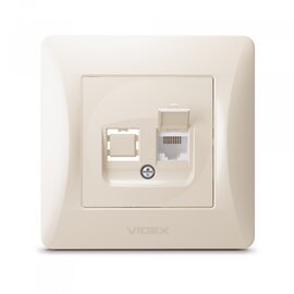 Зображення 2 Розетка Videx Binera CAT6 Cream (VF-BNSK1PC6-CR) без заземлення